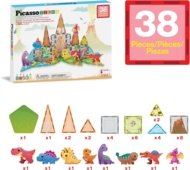 PICASSO TILES Magnētiskais konstruktors ar 8 dinozauriem figures 38 gab., PTQ13