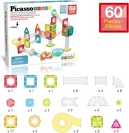 PICASSO TILES Magnētiskais konstruktors Marble Run 60 gab., PTMG60