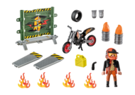 PLAYMOBIL STUNTSHOW Starter Pack triku šova motocikls ar ugunsmūri, 71256