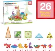 PICASSO TILES Magnētiskais konstruktors ar 8 dinozauriem figures 26 gab., PTQ23
