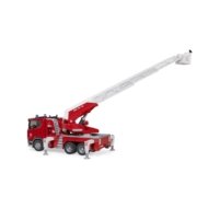 BRUDER 1:16 ugunsdzēsēju mašīna Scania R-Series ar pagriežamām kāpnēm un ūdens sūkni, 03591