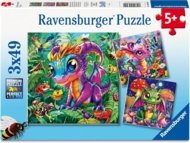 RAVENSBURGER PUZZLE puzle Mazie dārza pūķīši, 3x49 gab., 12004301 0