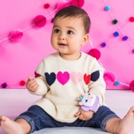 BRIGHT STARTS grabulis un zobgrauzis uz plaukstas loc?tavas Unicorn & Lama, 12330