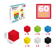 PICASSO TILES Magnētiskais konstruktors magnētiskie kubi 60 detaļas, PMC60