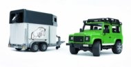 BRUDER 1:16 Land Rover Defender Station Wagon džips ar zirga piekabi un 1 zirgu, 02592