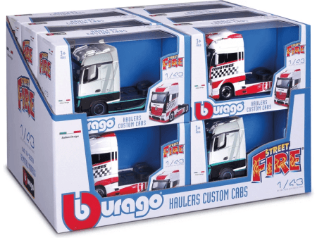 BBURAGO 1:43 hauler Custom Cabs, assort., 18-32200 18-32200