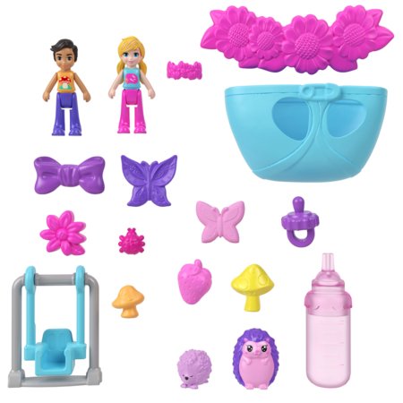 POLLY POCKET valkājams rotaļu komplekts  - eža mamma un mazulis,  JBJ91 