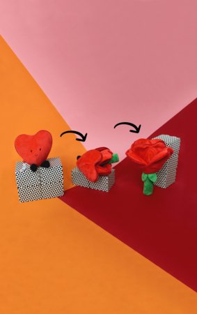 FLIPETZ plīša rotaļlieta - roze sirdī, Poppy red, 80400 