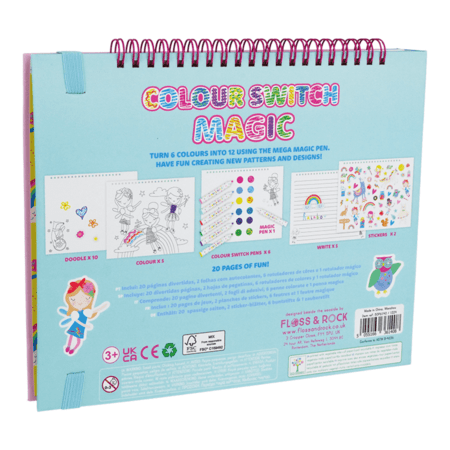 FLOSS AND ROCK Krāsojamā grāmata ar maģiskiem marķieriem, Varavīksnes feja, 50P6140 