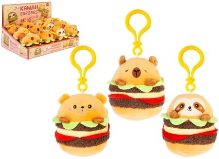 MOCHI POP plīša piekariņš Kawaii Burger, 10 cm, sortiments, 456393 