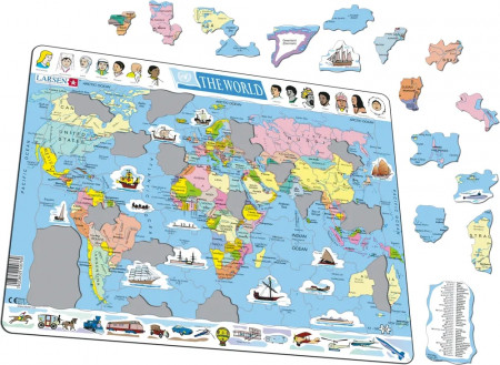 LARSEN puzzle Pasaules karte, K1-EE/K1-LE 
