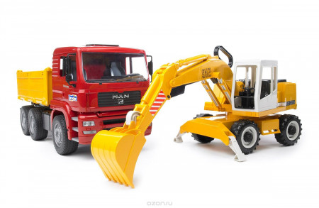 BRUDER MAN TGA Smagā celtniecības mašīna un Liebherr ekskavators, 2751 2751