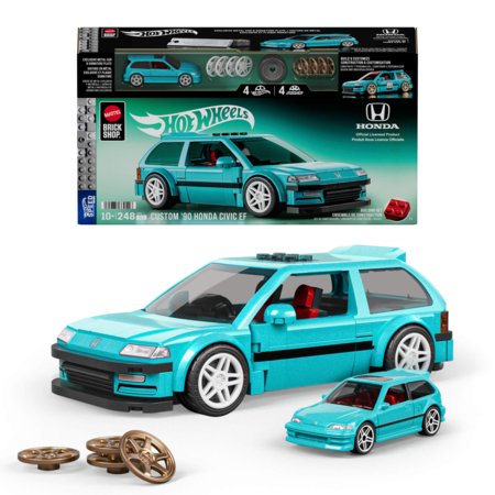MATTEL BRICK SHOP HOT WHEELS 1:32 Honda Custom ’90 Civic EF būvēšanas komplekts, JHF62 