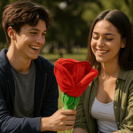 FLIPETZ plīša rotaļlieta - roze sirdī, Poppy red, 80400 