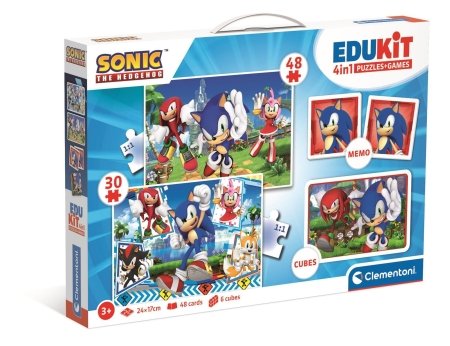 CLEMENTONI EDUKIT puzles un spēļu komplekts 4IN1 SONIC, 18318 