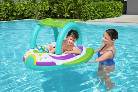 BESTWAY Space Splash bērnu laiva ar aizsardzību pret sauli, 1,07 m x 1,12 m, 34149 34149