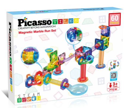 PICASSO TILES Magnētiskais konstruktors Marble Run 60 detaļas, PTG60 