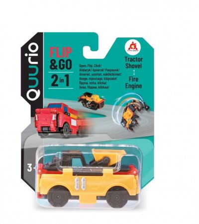 QUURIO FLIP AND GO 2-in-1 mašīna Front Loader & Fire Engine, EU463875-14 EU463875-14