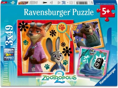 RAVENSBURGER PUZZLE puzle Zootopia 2, 3x49 gab., 12004137 5 