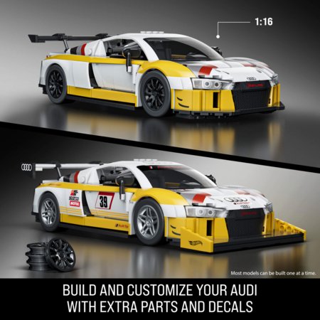MATTEL BRICK SHOP HOT WHEELS 1:16 Elite Audi R8 LMS būvēšanas komplekts, JFT18 