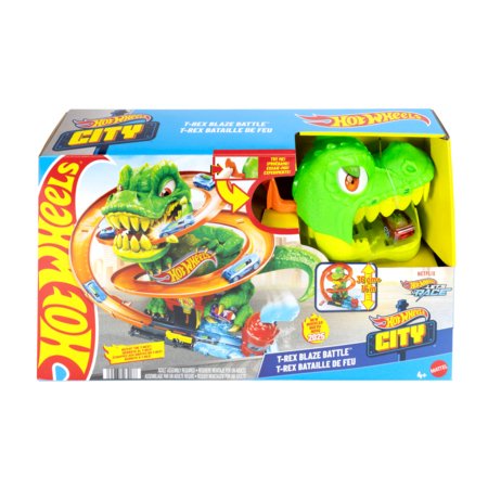 HOT WHEELS trases komplekts ar dinozaura un ugunsdzēsēju depo tematiku, JBM73 