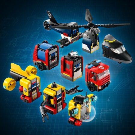 60462 LEGO® City Great Vehicles Helikoptera, ugunsdzēsēju auto un zemūdenes komplekts 