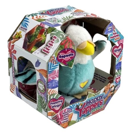 HAPPY YAPPERS interaktīva plīša rotaļlieta Zilā Viļņotā Papagailīte, 9404 