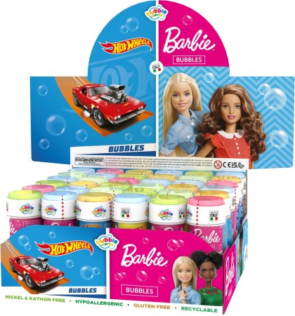 DULCOP Barbie / Hot Wheels ziepju burbuļi 60ml assort., 103001010038 