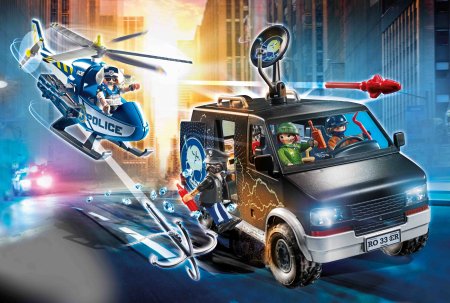 PLAYMOBIL CITY ACTION Bēgošā busiņa helikoptera vajāšana , 70575 70575