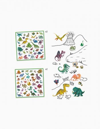 DJECO Uzlīmes Dinosaurs, (160 gab.), DJ08843 DJ08843