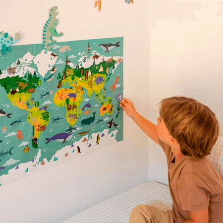 APLI KIDS plakāts ar atkārtoti lietojamām uzlīmēm World map, Apli19434 
