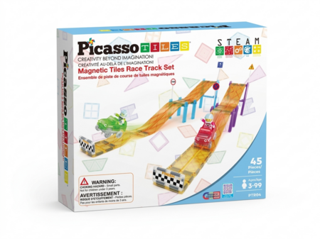 PICASSO TILES Magnētiskais konstruktors Racing Track komplekts 45 detaļas, PTR04 