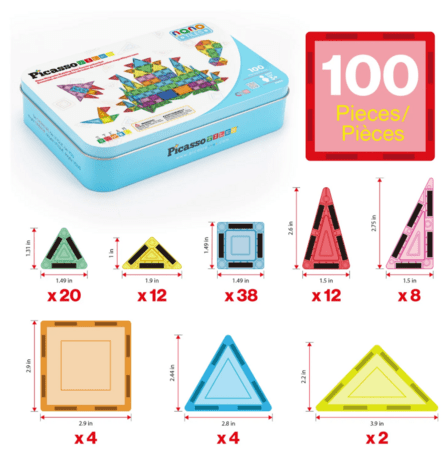 PICASSO TILES Magnētiskais konstruktors ar penāli 100 detaļas, PN04 