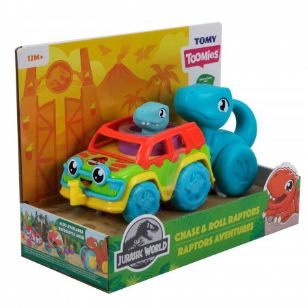TOMY automašīnu komplekts ar dinozauru Chase & Roll Raptors, E73251 E73251