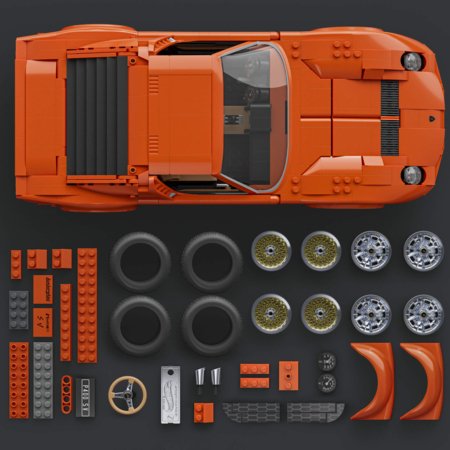 MATTEL BRICK SHOP HOT WHEELS Lamborghini Miura P400 SV 71 konstruktors, JHF61 