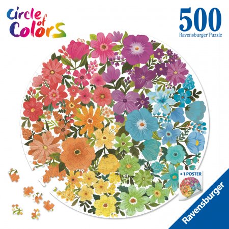 "RAVENSBURGER puzle ""Krāsu aplis-Ziedi"", 500 gab., 17167" 17167