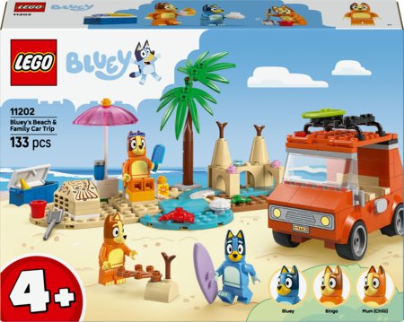 11202 LEGO® 4+ Berry Bluey pludmalē un ģimenes ceļojums ar auto 