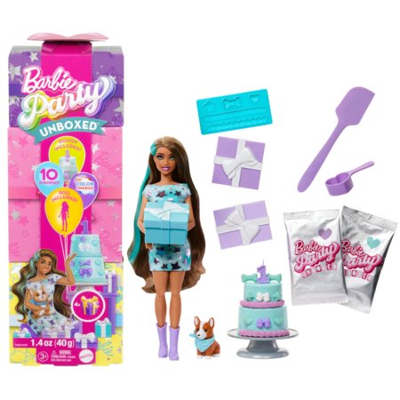 BARBIE Party Unboxed Reveal lelle ar brūniem matiem, JFG72 