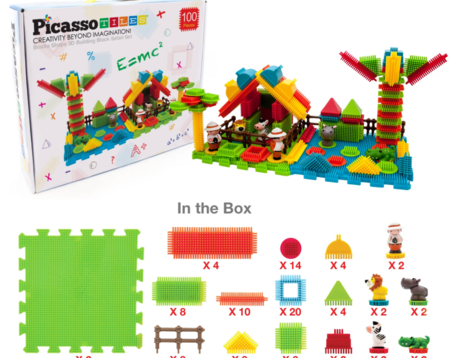 PICASSO TILES Magnētiskais konstruktors Hedgehog Safari 100 detaļas, PTB100-SAFARI 