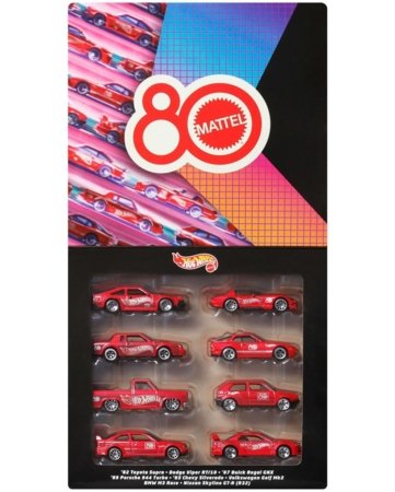 HOT WHEELS tematiskais Mattel 80. jubilejas komplekts no 8 automobiļiem, JGK09 