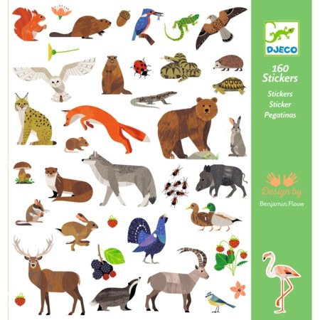 DJECO uzlīmju komplekts Fauna (160 gab.), DJ09285 