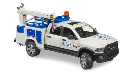 BRUDER 1:16 RAM 2500 servisa kravas automašīna ar rotējošu bākas gaismu, 02509 