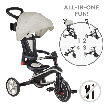 GLOBBER skrejritenis Explorer Trike 4in1, taupe, 732-466 