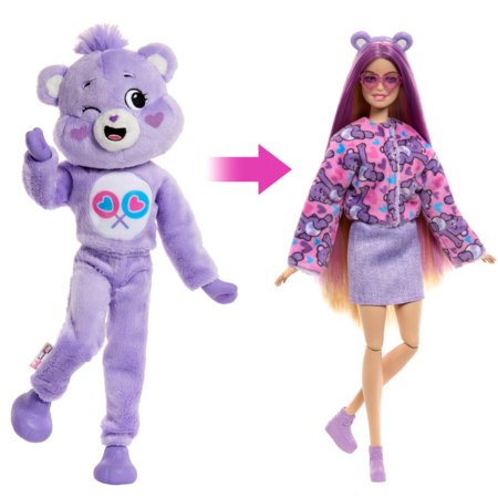 BARBIE lelle ar gaišiem matiem Cutie Reveal Care Bears sērija - Share Bear, JCN94 