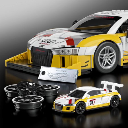 MATTEL BRICK SHOP HOT WHEELS 1:16 Elite Audi R8 LMS būvēšanas komplekts, JFT18 