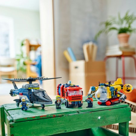 60462 LEGO® City Great Vehicles Helikoptera, ugunsdzēsēju auto un zemūdenes komplekts 
