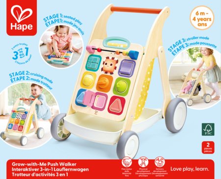 HAPE attīstošais stumjamais staigulis, Grow-with-Me, E0389A 