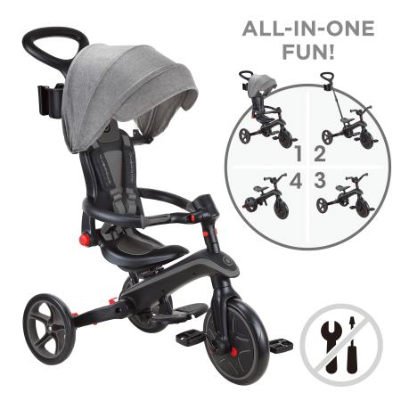 GLOBBER skrejritenis Explorer Trike 4in1, melni pelēks, 732-120 