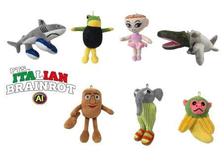 ITALIAN BRAIN ROT AI plīša rotaļlieta, 28 cm, asort., BRT005 