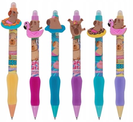 COLORINO dzēšama lodīšu pildspalva ar gumijas rokturi Capybara, asort., 01737PTR 